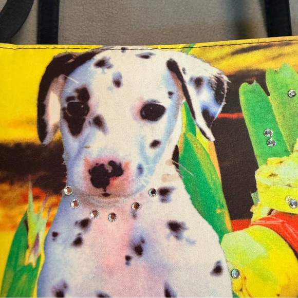 Tote Bag/Purse w/Dalmatian Puppy & Fire hydrant/ Rhinestone Embellishments - Picture 2 of 7
